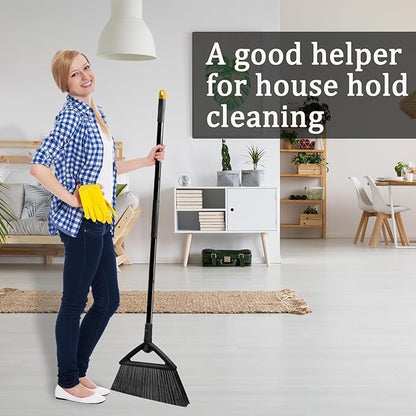 3PCS Heavy Duty Angle Broom, Long Pole Brooms for Indoor, Outdoor Sweeping, Kitchen to Courtyard, Black