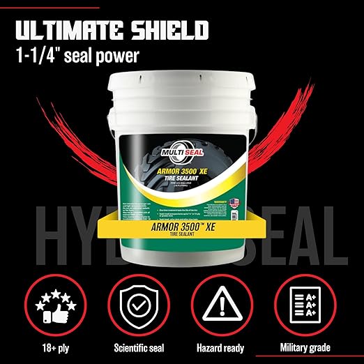 Multi Seal Armor 3500 XE Industrial-Grade Tire Sealant - Maximum Protection Formula - Extreme Environment Defense - Seals Largest Punctures - Tubeless Tire Sealant - 5-Gallon Pail
