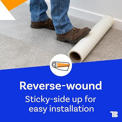 TapeManBlue Carpet Protection Film 24" x 200' roll, Self Adhesive Plastic Carpet Protector Film with Clean Removal & Easy Unwind, Durable Protection Tape to Shield Your Surface from Dirt and Spills