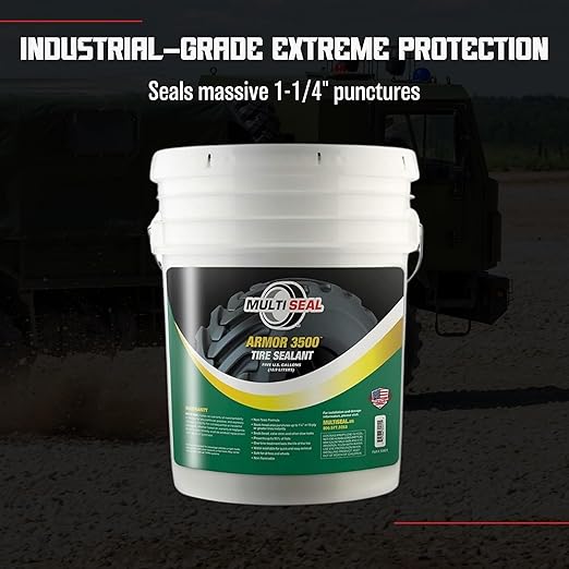 MULTI SEAL ARMOR 3500 - Our Highest Grade Industrial Tire Sealant Designed for The Most Hazardous & Extreme Operating Environments, 5-Gallon Pail with Pump