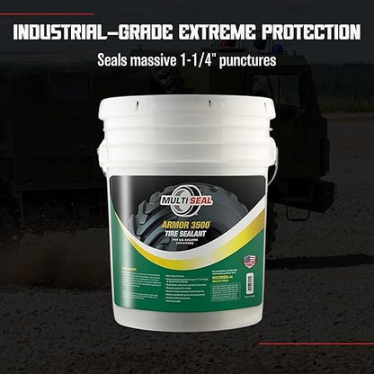 MULTI SEAL ARMOR 3500 - Our Highest Grade Industrial Tire Sealant Designed for The Most Hazardous & Extreme Operating Environments, 5-Gallon Pail with Pump