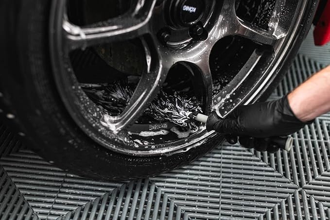 Detail Factory - Wheel Brush Mini with Interchangeable Microfiber Covers - Ultra-Soft Cleaning, Washing and Detailing Wheels, Tires, and Rims - Grey