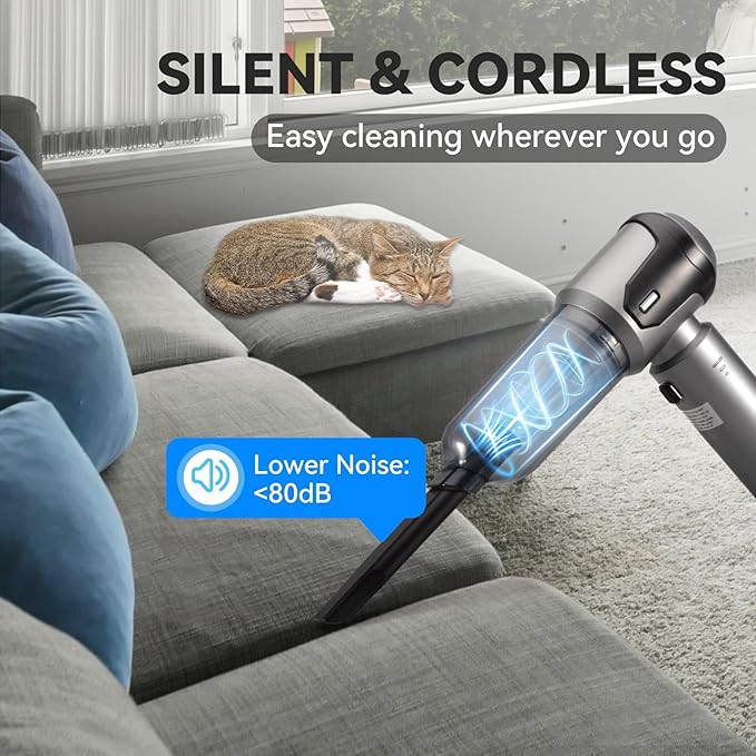 Grixz Handheld Vacuum Cleaner, 22000Pa Powerful Car Vacuum Cleaner Cordless, Lightweight Mini Vacuum Air Duster, Rechargeable Portable Vacuum for Car, Home, Kitchen