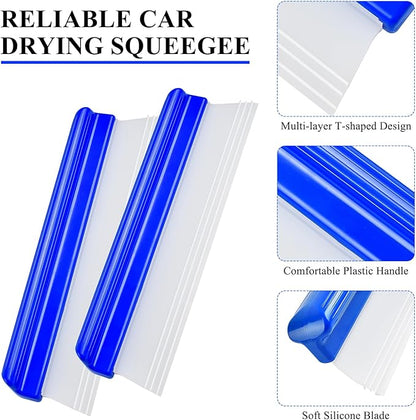 Supkiir 4 Pack 12” Silicone Car Drying Squeegee, 3-Layer T-Bar Water Blade Professional Automotive Water Wiper, Car Windshield Squeegee Flexible Water Blade Squeegee for Car Window Glass Bathroom