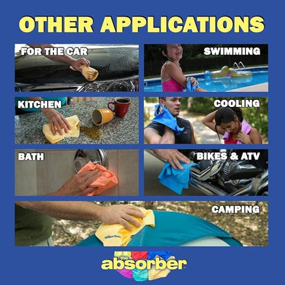 The Absorber® Large 27-Inch x 17-Inch - Synthetic Premium Drying Chamois Cloth for Car - Super Absorbent, Scratch-Free and Washable (Purple)