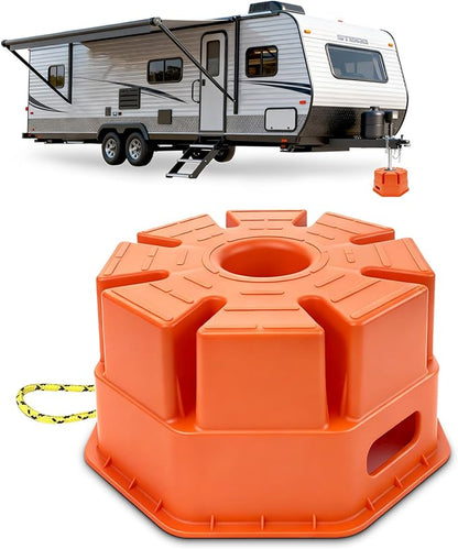 HOXWELL 6"H Trailer Jack Block, 40000 lbs Capacity per Camper RV Stabilizer Blocks for Any Tongue Jack, Post, Foot, 5th Wheels, Round Square or Scissor Stabilizer, Stackable & Portable, 1 Pack, Orange