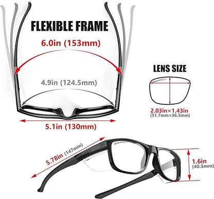 HTS HUNTERSKY TR90NZZ Safety Glasses with Side Shield Small Size Women Men ANSI Z87 Anti Fog Scratch Resistant Lab Pickleball