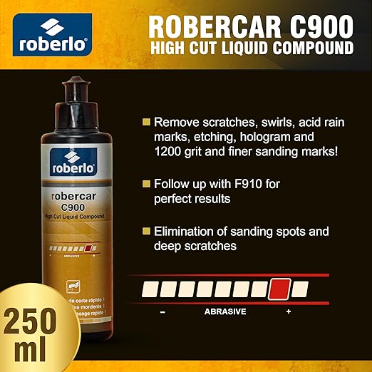 ROBERCAR C900 High Cut Liquid Compound - 250ML Advanced Buffing Compound, Cutting Compound, and Polishing Compound for Automotive, High Performance Rubbing Compound