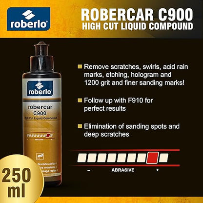 ROBERCAR C900 High Cut Liquid Compound - 250ML Advanced Buffing Compound, Cutting Compound, and Polishing Compound for Automotive, High Performance Rubbing Compound
