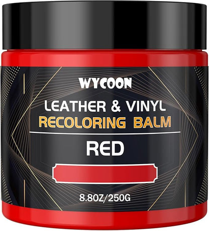 WYCOON Leather Recoloring Balm & Color Restorer | Red Leather Dye, Paint & Repair Kit for Furniture, Couches, Car Seats, Shoes | Restore Faded & Scratched Surfaces
