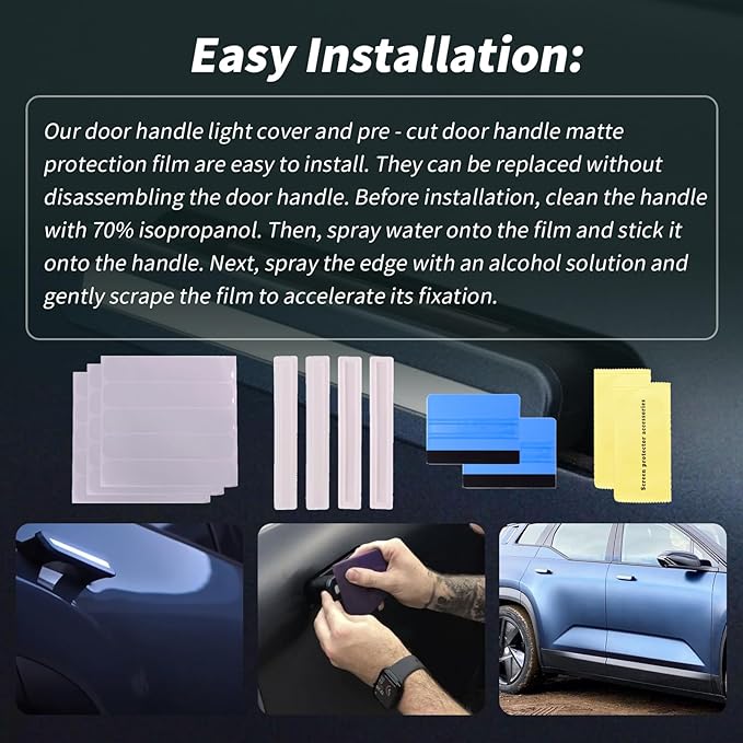 XTPTFABS Door Handle Light Cover Kit and Door Handle Protection Film Kit Compatible with Fisker Ocean 2023 2024 (Handle Light Cover and Protection Film)