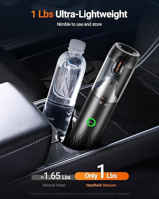 SEALIGHT Handheld Car Vacuum Cleaner, 4 in 1 Mini Vacuum Cleaner Air Duster, High Power Suction with Multi-Nozzles for Car, Home, Office, Pet (Grey)