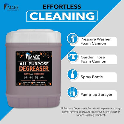 Image Wash Products All Purpose Foaming Degreaser - 5 Gal. - Works On Interior/Exterior Surfaces - Engine Bay Cleaner/Car Interior Cleaner/Tire Degreaser - Heavy Duty