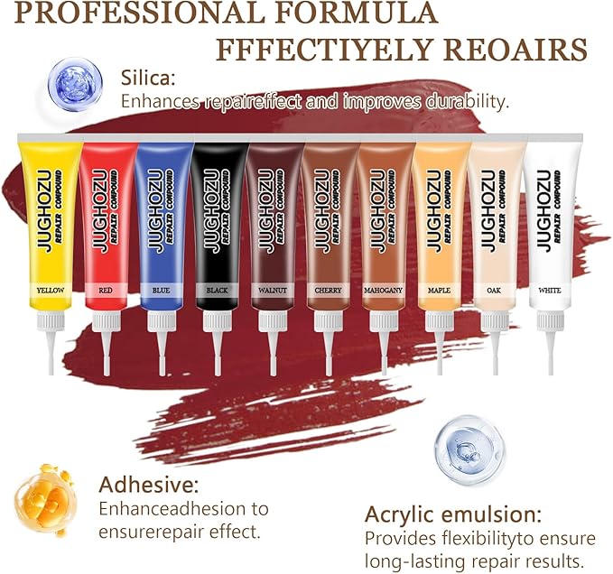 Jughozu Leather Repair Kit for Furniture, Car Seats, Jacket, 2026 New Vinyl Repair Kit with Easy Instructions to Match Any Color. Fix Tears, Scratches, Holes & Peeling on Genuine, Faux, Bonded.