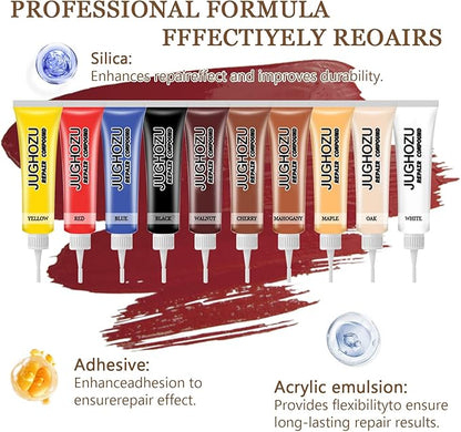 Jughozu Leather Repair Kit for Furniture, Car Seats, Jacket, 2026 New Vinyl Repair Kit with Easy Instructions to Match Any Color. Fix Tears, Scratches, Holes & Peeling on Genuine, Faux, Bonded.