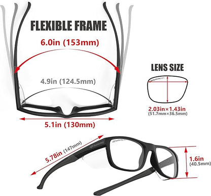 HTS HUNTERSKY TR90NZZ Safety Glasses with Side Shield Small Size Women Men ANSI Z87 Anti Fog Scratch Resistant Lab Pickleball