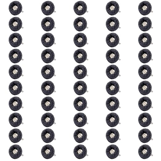 50 PCS Abrasive Buffing Wheels,1 Inch Buffing Polishing Wheel Set for Rotary Tool Accessorie 1/8'' (3mm) Shank, Black 400 Grits for Metal,Wood, Rust Removal