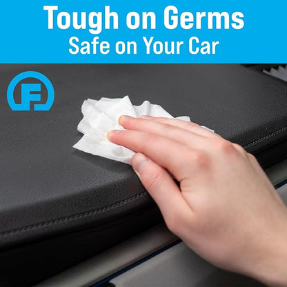 Fortress Car Interior Wipes (25 ct, Pack of 64) for Car Interior Cleaning, Dashboard, Seats, Detailing, and Steering Wheel [Travel Size] Skin-Safe Car Interior Cleaner Supplies