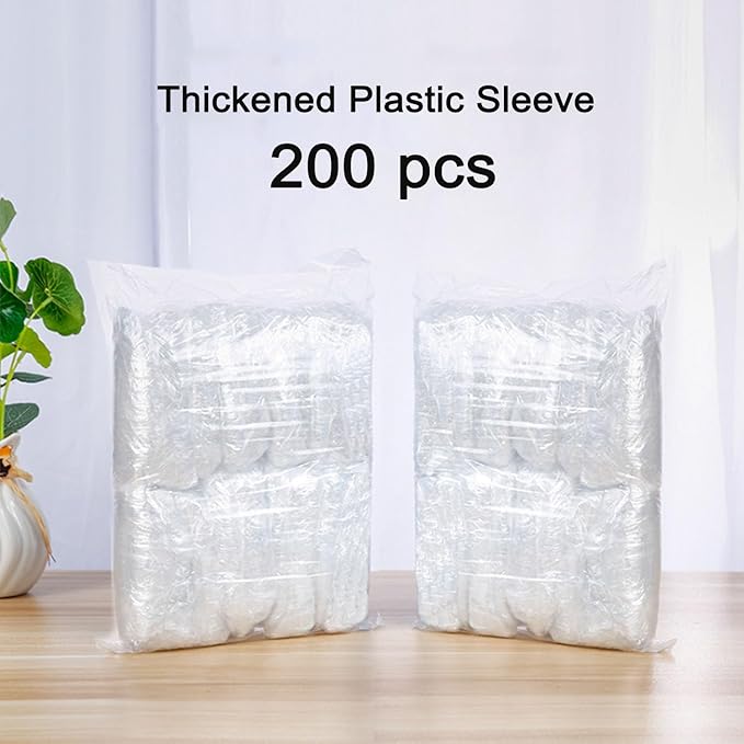 FIPASEN Disposable Oversleeves Covers, 200PCS Plastic Arm Sleeves Covers for Painting Repairing Cleaning Tattooing - Clear