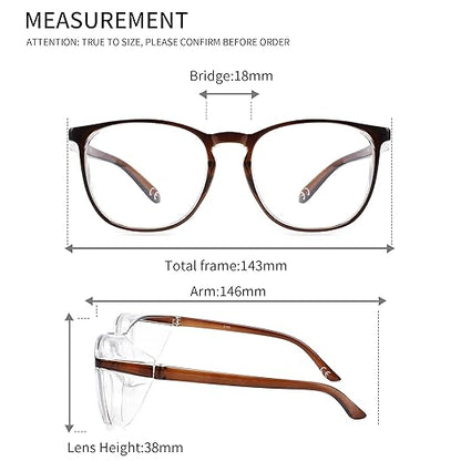Alsenor Safety Glasses Anti Fog Goggles Protective Eyewear Blue Light Blocking Anti Dust UV Protection Glasses For Men Women (Brown)