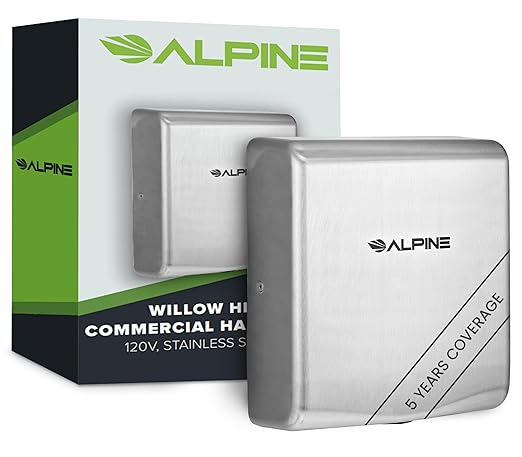 Alpine Commercial Hand Dryer with HEPA Filter, 8 Seconds Extreme Speed Electric Hand Dryer for Home Bathroom/Restaurant with Heat & Speed Control - ADA Compliant (120V Stainless Steel)