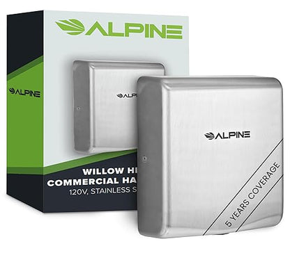 Alpine Commercial Hand Dryer with HEPA Filter, 8 Seconds Extreme Speed Electric Hand Dryer for Home Bathroom/Restaurant with Heat & Speed Control - ADA Compliant (120V Stainless Steel)