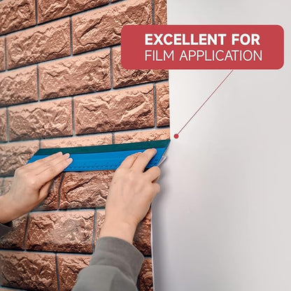 FOSHIO 12 Inch Felt Squeegee for Vinyl wtih Ruler 30CM 4 Round Corners Universal Card, Window Tint Film Installing Hard Blue PP Car Vinyl Wrap Scraper Tool