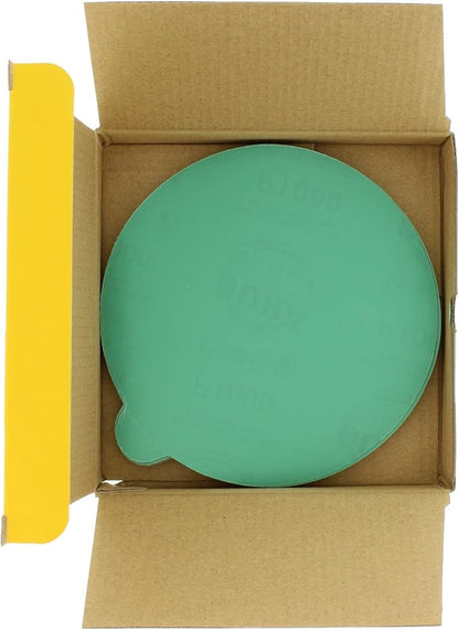 Dura-Gold Premium 6" Green Film PSA Sanding Discs - 1000 Grit (Box of 25) - Self Adhesive Stickyback Sandpaper for DA Sander, Finishing Fine Cut Abrasive, Sand Automotive Car Paint, Woodworking Wood