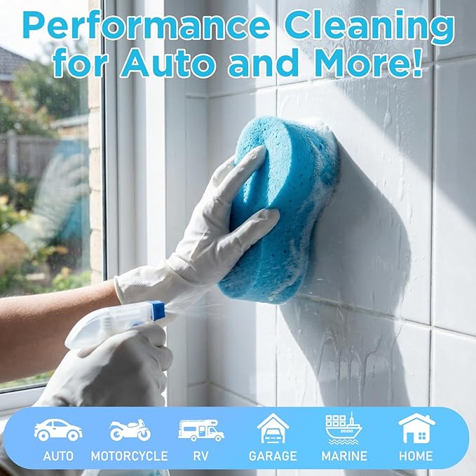 Tioncy 8 Pcs Giant Car Wash Sponges 9 x 4.7 x 3 Inch Extra Large Car Cleaning Bone Sponges Bulk All Purpose Easy Grip Thick Foam Scrubber for Boat Garage Kitchen Bathroom Household Cleaning (Blue)