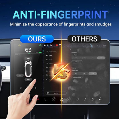 DGXWLLW Screen Protector for Tesla Model Y Juniper 2025 2026 Model 3 Highland 2024 2025 with Alignment Kit Front Back Tempered Glass Touch Screen Protective 9H Hardness Anti Glare Fingerprint HD Clear