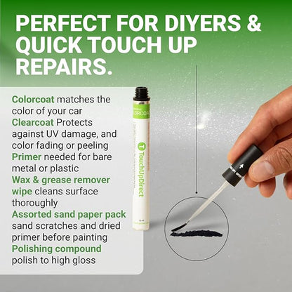 TouchUpDirect Car Paint Touch Up Brush Kit – Toyota 040 Super White Exact Match Auto Paint Kit with Primer, Car Color and Clearcoat, for Repainting and Scratch Repair, Platinum Kit