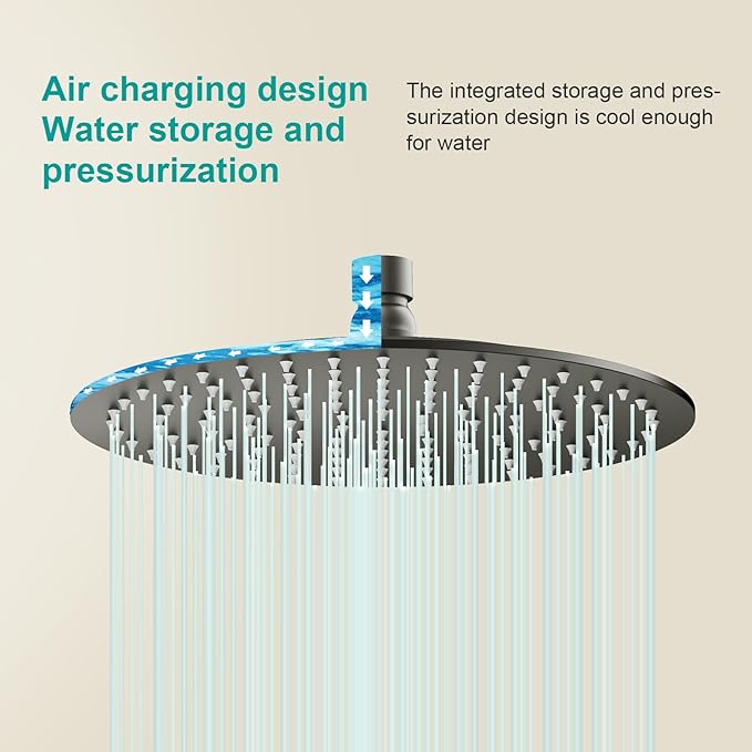 All Metal Rain Shower Head - Heavy Duty Stainless Steel, Easy Install, High Water Flow, Ultra-Thin Modern Design for Bathroom (D-Matte Black, 10)（BNW0088）