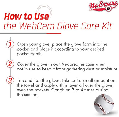 No Errors WebGem Fielder’s Glove Care System – Formation & Break-in Tool for Baseball Mitts, Holds Shape, Essential Gear, Gift for Players