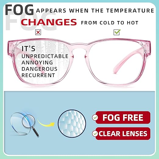 Alsenor Safety Glasses Anti Fog Goggles Fit Over Prescription Eyewear For ANSI Z87.1 Certified Oversized Eyeglasses For Men Women (Oversized-Pink)