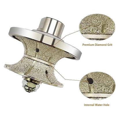 VANEPIC V30 Diamond Full Bullnose Profile Wheel Diamond Hand Profiler Router Bit Wheel Vacuum Brazed with 5/8-11 Thread for Grinder Polisher Granite Marble Concrete and Countertop Edge Shaping