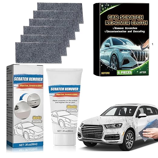 Nano Sparkle Cloth Car Scratch Remover with Scratch Repair Paste,Upgraded Nano Sparkle Cloth for Cars Scratches,Miracle Nano Cleaning Cloth Scratch Remover for Deep Scratch Repair on Car Paint