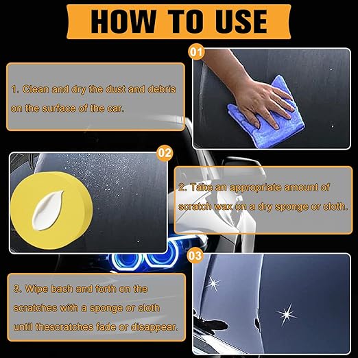 2Pcs Scratch Remover for Vehicles, Upgraded Car Scratch Removal, Car Scratch Remover for Deep Scratches, Fast-Acting Cars Polishing Wax Scratchs Remover, Car Paint Scratch Repair Kit with 2 Sponges