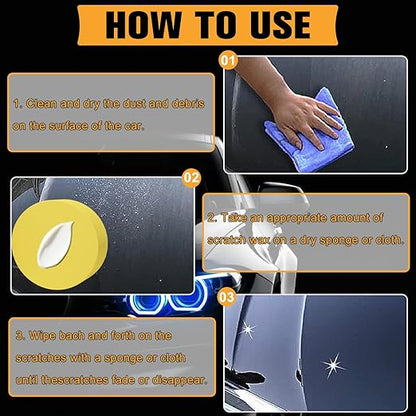 2Pcs Scratch Remover for Vehicles, Upgraded Car Scratch Removal, Car Scratch Remover for Deep Scratches, Fast-Acting Cars Polishing Wax Scratchs Remover, Car Paint Scratch Repair Kit with 2 Sponges