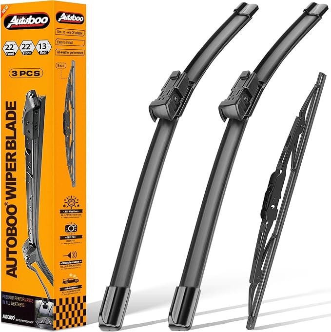 AUTOBOO 22"+22" Windshield Wipers Blades Replacement for Chevrolet Chevy Tahoe Suburban GMC Yukon XL Cadillac Escalade 2021-2024 with 13 Inch Rear Wiper Blade -Original Factory Quality (Pack of 3)