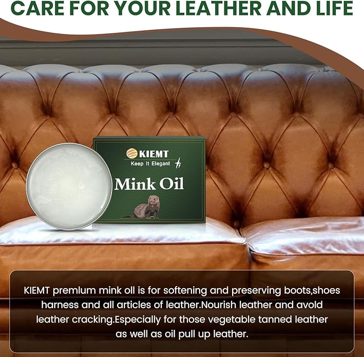 KIEMT Premium Mink Oil Leather Conditioner & Cleaner - All-in-One Leather Care Kit for Boots, Shoes, Sofas, and More!