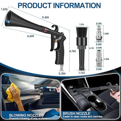 Senduzll Tornado Car Cleaning Gun, Dry Car Detailing Tools, Aluminum Alloy Bearing Nozzlefor, Car Quickly Blasts Dirt and Dust Works with Air Compressor (Black)