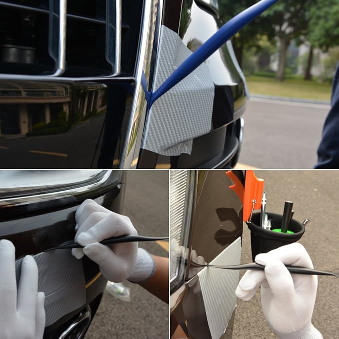 FOSHIO Vinyl Car Wrapping Flexible Micro Squeegee Curves Slot Tint Tool Set 3 in 1 with Different Hardness for Installing Vehicle Wraps and Auto Stickers