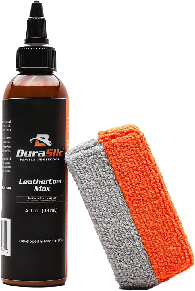 LeatherCoat Max – 4 fl oz Ceramic Leather Coating, Protector & Conditioner with Microfiber Applicator | Hydrophobic Leather Protection, UV Resistance, Made in USA