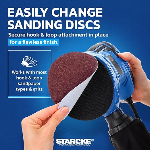 8 inch Sanding Disc Self Stick Orbital Sander Pads 25 Pack No Hole - Premium 40 Grit Sandpaper Discs Aluminum Oxide, Durable PSA Sand Paper, Round Sanding Discs Adhesive Back for Wood & Metal
