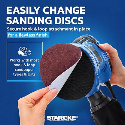 8 inch Sanding Disc Self Stick Orbital Sander Pads 25 Pack No Hole - Premium 40 Grit Sandpaper Discs Aluminum Oxide, Durable PSA Sand Paper, Round Sanding Discs Adhesive Back for Wood & Metal