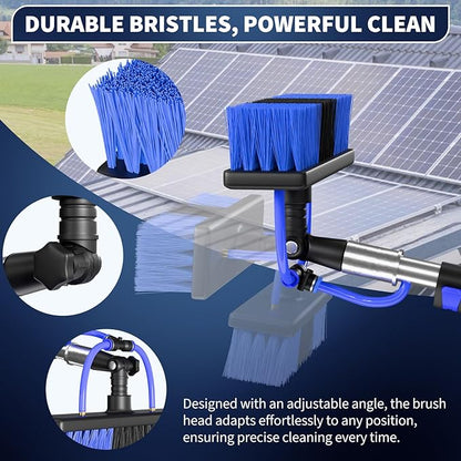 20FT Water Fed Solar Panel Cleaning Kit, Telescopic Solar Panel Cleaning Brush with Extension Pole & Soap Dispenser for Household & Outdoor