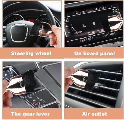Car Interior Cleaning Brush, Car Duster Interior,Car Detailing Brush Dusting Brush,Car Interior Cleaning Tool, Auto Soft Hair Car Brush,Auto Interior Dust Brush for Air Vents(Rose Gold)