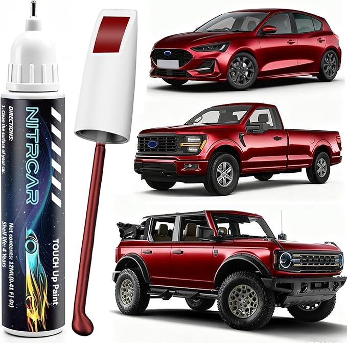 RR Ruby Red Metallic Tinted Clearcoat Touch Up Paint for Ford,2-in-1 Scratch Repair Kit with 2PCS Disposable Micro Applicators, Quick & Easy Premium Scratch Remover for Deep Scratches