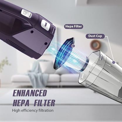 Bossdan Handheld Vacuum Cordless – Car Vac Portable with 8KPA & Multi Accessories & Low Noise, Lightweight Hand Held Vacuum Cordless Rechargeable for Car/Home/Dust/Pet Hair, Mine Portable Vacuum