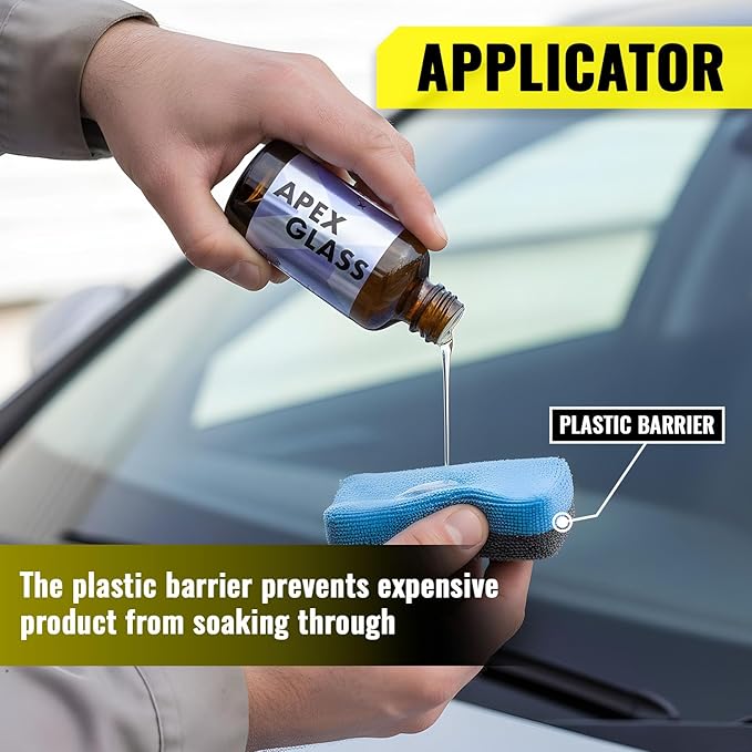 Apex Glass 50ml Hydrophobic Ceramic Coating - Professional Rain Repellent for Windshields & Windows - Long Lasting Nano Silica Protection Kit with Applicator & Microfiber USA